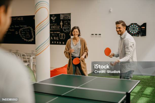 Work And Have Fun Stock Photo - Download Image Now - Table Tennis, Office, Fun