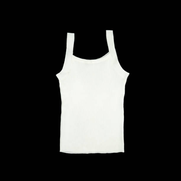 istock flat White knitwear vest shape on black background with studio light. Clipping Paths. 1403388739