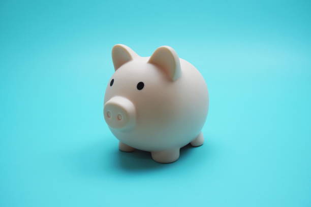 istock Piggy Bank Saving finance concept on blue background 1403390346