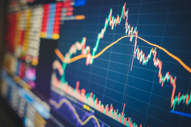 istock Online business trade with mobile app using ticker bid - offer before fundamental analysis and financial graph in stockmarket forex cryptocurrency and commodity abstract background 1403390402