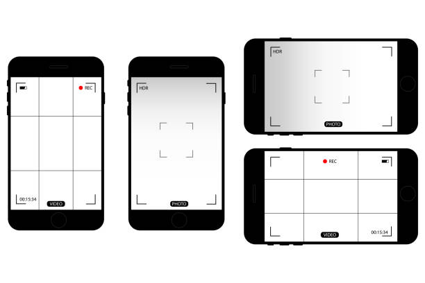Mockup photo background. Phone screen video on transparent background. Vector illustration. Stock image. EPS 10.