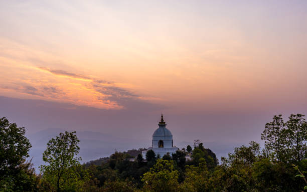 istock Sunrise and world peace pagoda 1403395749