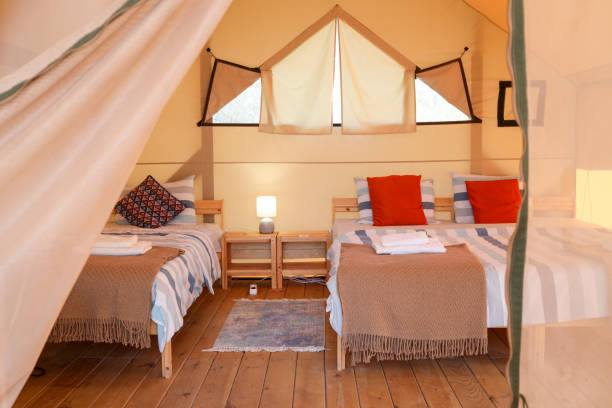 istock The inside of a glamping tent. 1403398206