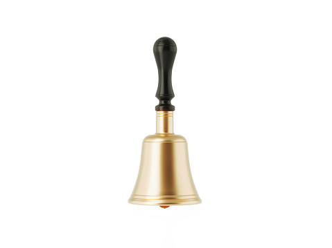 Ring bell isolated on white background. Horizontal composition with clipping path and copy space.
