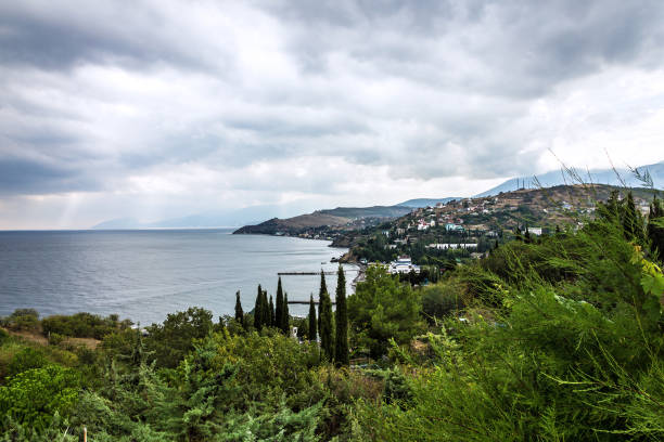 Panoramic view Crimea beach, Yalta resort