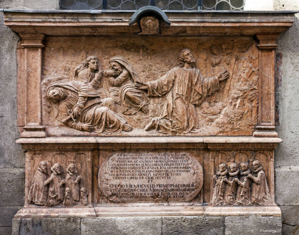 istock Carving wooden panel, Munich Cathedral, Bavaria, Germany 1403401420