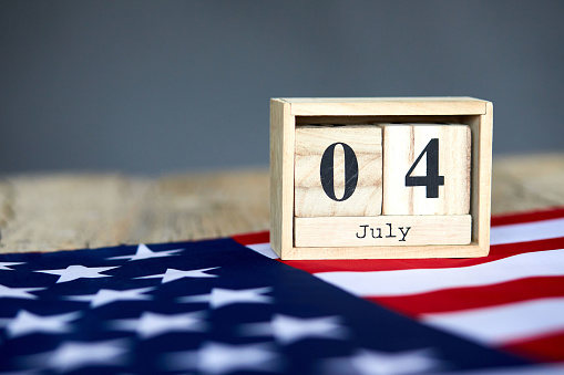 Wooden Calendar With Date On The Background Of The Usa Flag Template Wooden Calendar With Date On The Background Of The Usa Flag Template