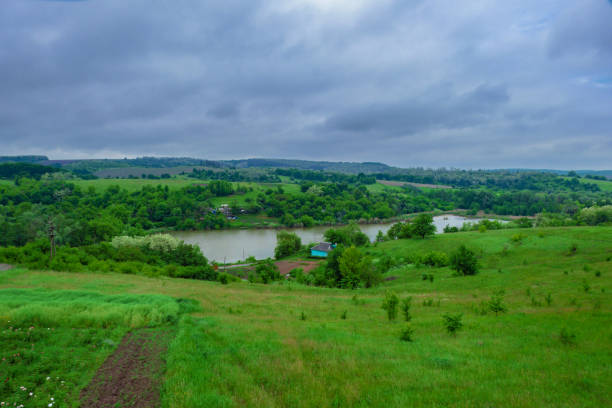 Cold Yar in the Cherkasy region. View from the hill. Cold Yar in the Cherkasy region. View from the hill cherkasy stock pictures, royalty-free photos & images