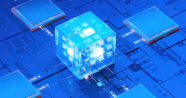 istock 3D rendering of cyberpunk AI. Circuit board. Technology background. Central Computer Processors CPU and GPU concept. Motherboard digital chip. Tech science background. 1403409982
