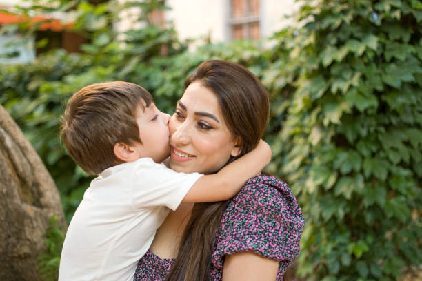 istock Happy mother and son enjoyment together 1403410943