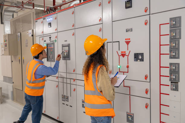 istock Engineer under checking the industry chilled water fan coil unit air conditioner is water cooling tower air chiller HVAC system of large industrial building to control air system 1403411627