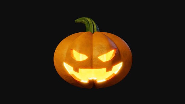 istock 3d image of Jack O Lantern for Halloween. Black background.3D Rendering. 1403412405