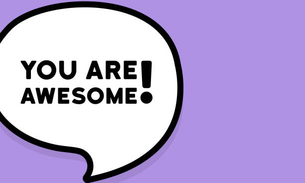 Speech bubble with You are awesome text. Boom retro comic style. Pop art style. Vector line icon for Business and Advertising Speech bubble with You are awesome text. Boom retro comic style. Pop art style. Vector line icon for Business and Advertising. quotes about winning stock illustrations