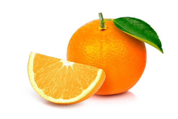 istock Orange fruit with cut sliced isolated on white background 1403420687