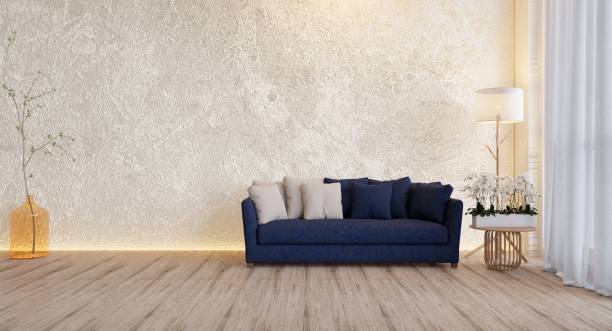 istock Hose interior, luxury modern stone wall living room interior 1403422216