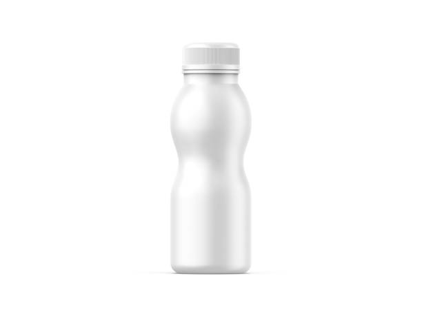 istock Plastic bottle mockup for milk, yogurt and dairy products, matte plastic bottle with screw cap for branding and mock up, 3d render illustration stock photo 1403422468