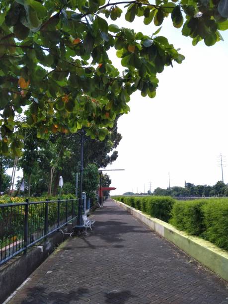 istock a footpath built along the Pleret river channel, Semarang city 1403422651
