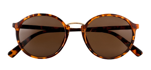 Brown amber-like sunglasses isolated on white, clipping path, studio shot