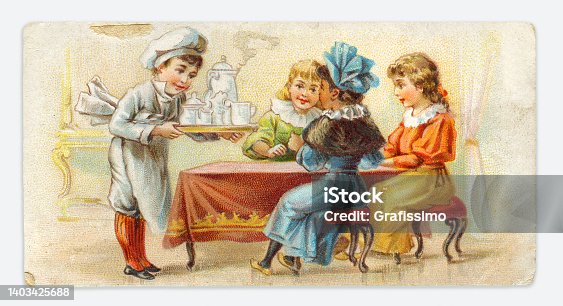 istock Group of children playing indoors art nouveau illustration 1899 1403425688