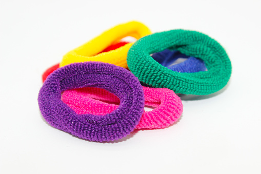 A picture of hair ties with selective focus