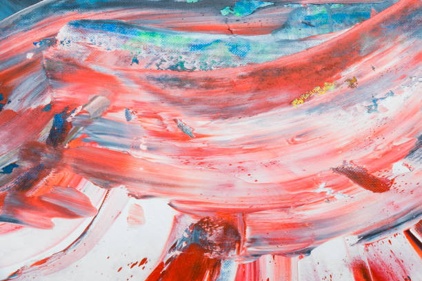 istock Red, blue, white and purple paint, abstract and modern drawing art 1403428191