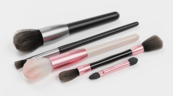 Realistic 3D Render of Makeup Brushes