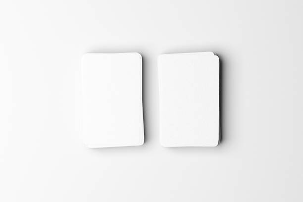istock Top view of business card on white background for mockup. 3d render 1403431214