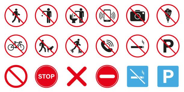 Caution Red Stop Circle Symbol Set. Forbidden Pictogram. Warning No Allowed Parking Sign. Attention Restriction Zone Black Silhouette Icon. Prohibited Ban Collection. Isolated Vector Illustration Caution Red Stop Circle Symbol Set. Forbidden Pictogram. Warning No Allowed Parking Sign. Attention Restriction Zone Black Silhouette Icon. Prohibited Ban Collection. Isolated Vector Illustration. no sign stock illustrations