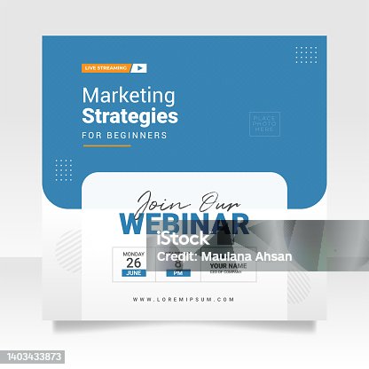 istock Digital marketing webinar and business conference social media post template. 1403433873
