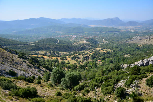 istock mountains and valley with grass and trees, view from top 1403437072