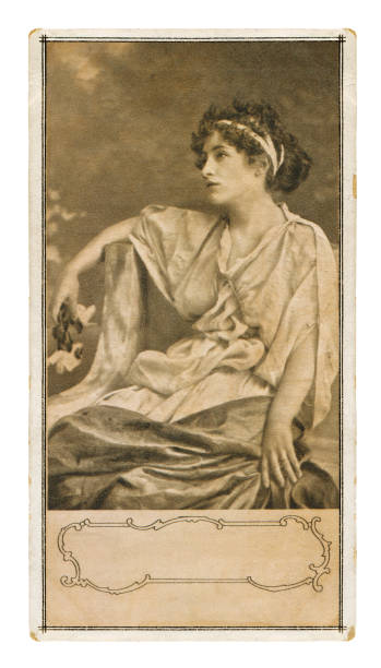 Woman thoughtful Art nouveau 1899 vector art illustration