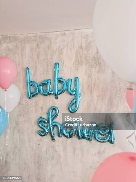Baby Shower Balloon Sign Stock Photo - Download Image Now - Arrival, Art, Baby - Human Age