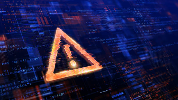 Computer Hacked, System Error, Virus, Cyber attack, Malware Concept. Danger Symbol. 3d rendering. Computer Hacked, System Error, Virus, Cyber attack, Malware Concept. Danger Symbol. 3d rendering. warning sign stock pictures, royalty-free photos & images