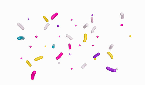 istock Colorful sprinkle falling isolated white background 3d illustration 1403441593