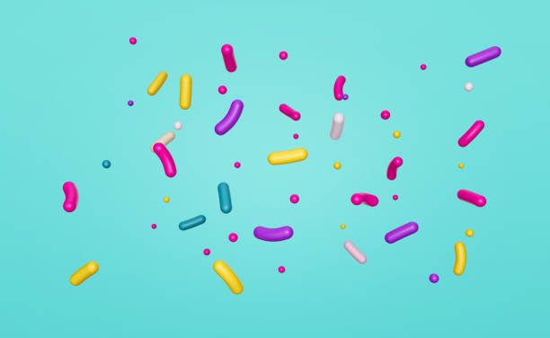 istock Colorful sprinkles on a blue background, top view 3d illustration 1403441621