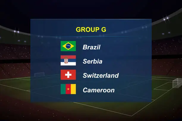 Vector illustration of World tournament group. Soccer tournament broadcast graphic template.