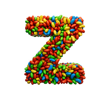 Alphabet Z Colorful Jelly Beans Letter z Rainbow Colourful candies jelly beans 3d illustration