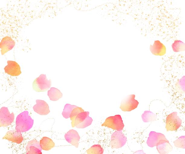 aquarell handgezeichnete illustration wunderschön tanzender pierre de ronsard rosenblätter - kronblatt stock-grafiken, -clipart, -cartoons und -symbole