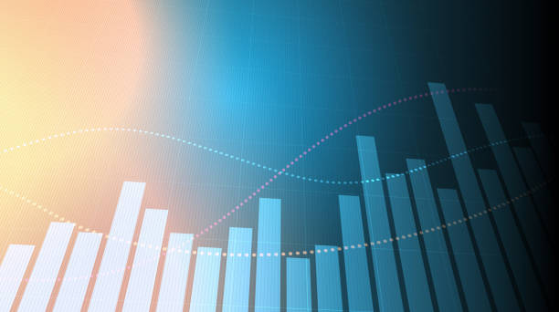 istock Abstract financial graph with up trend line chart in stock market on blue colour background 1403444746