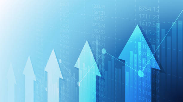 istock Abstract financial graph with uptrend line and arrows in stock market background 1403445057