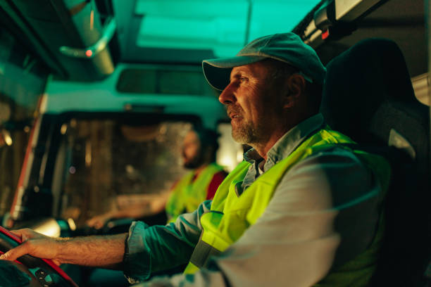 istock Truckers driving in nightshift 1403447127