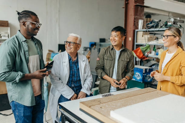 istock Group of people with professor 1403448147
