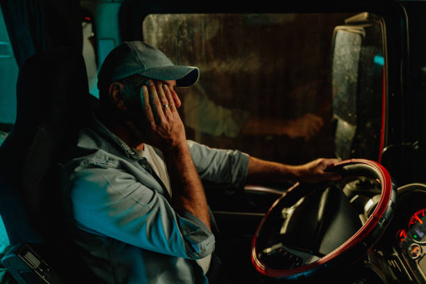 istock Sleepy truck driver ready for night rest 1403448251