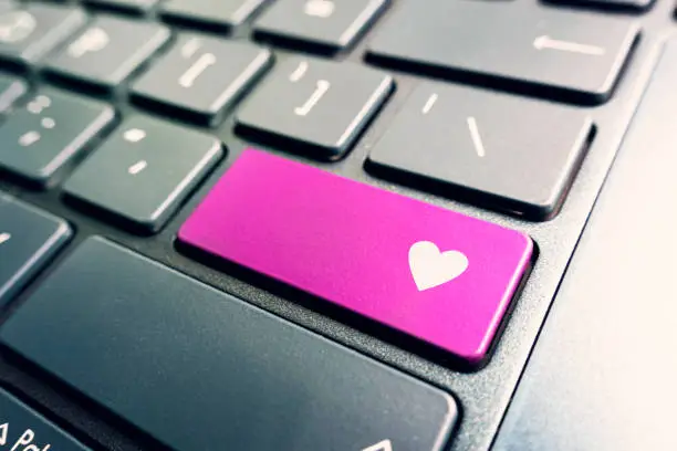 the heart is a symbol of love or like on the button on the keyboard. Expression of respect for the content on the web site.