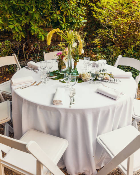istock Table set up for wedding party in Summer 1403452634