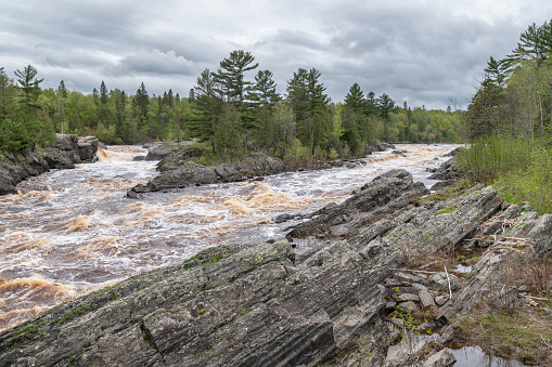 Overview of the Saint Louis River flowing through Jay Cooke State Park
