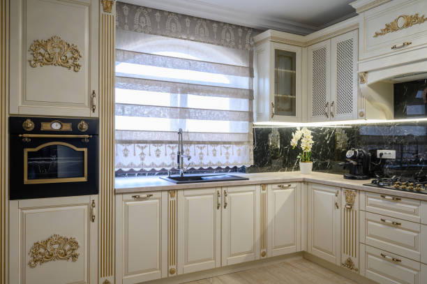 istock White classic cozy kitchen and dining room in city house 1403454201