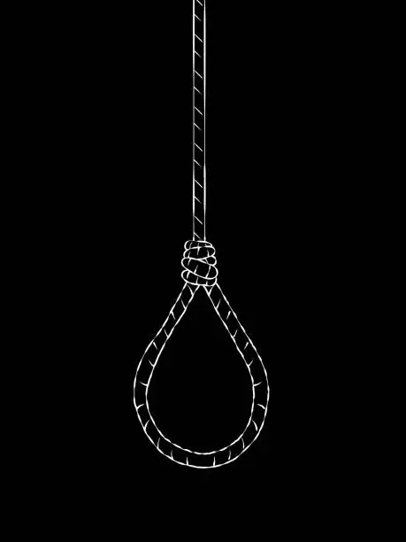 Vector illustration of Hand drawn depressive illustration - Hangman's noose.