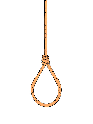 Hand drawn depressive illustration - Hangman's noose.