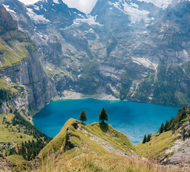 istock Panoramic view of the lake Oeschinensee 1403456461
